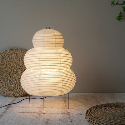 Japanese Floor Lantern – Curvy Wabi-Sabi Decor Lamp