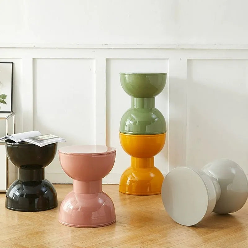 Nordic Hourglass Stool – Glossy ABS Side Table