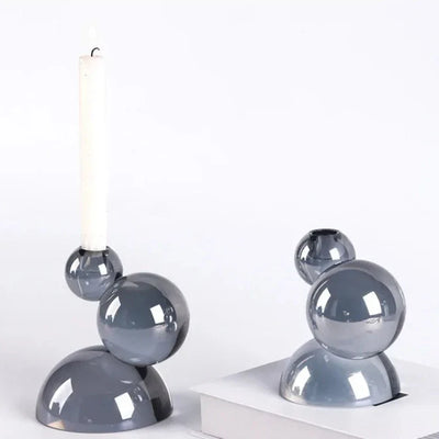 Crystal Candle Holders - Handcrafted Stacked Ball Design