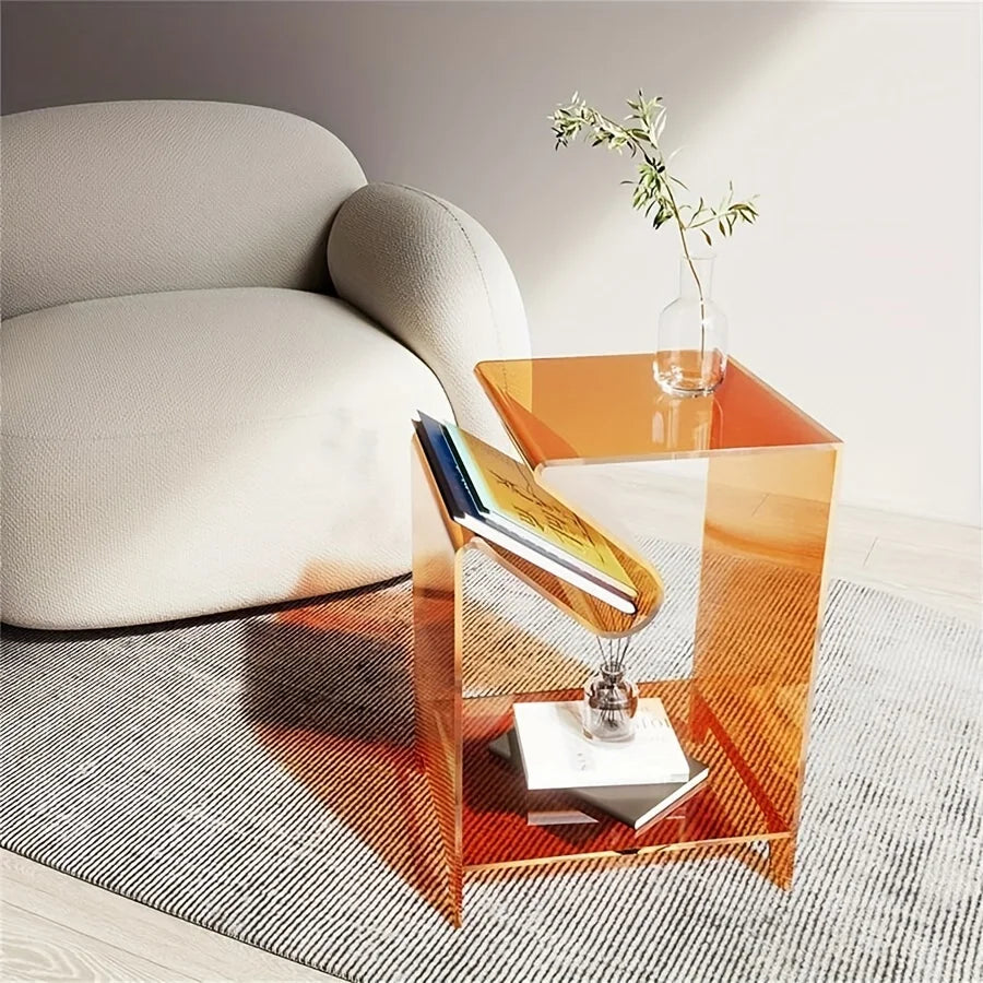 Acrylic Side Table - Modern Bent Minimalist Design