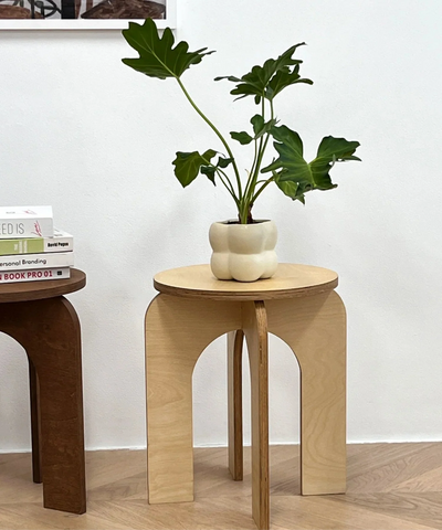 Vintage Cross-Leg Stool - Wooden Low Seat 16x18"