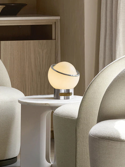 Retro Table Lamp - Glass Stone Metal Stand, Rotatable USB Corded
