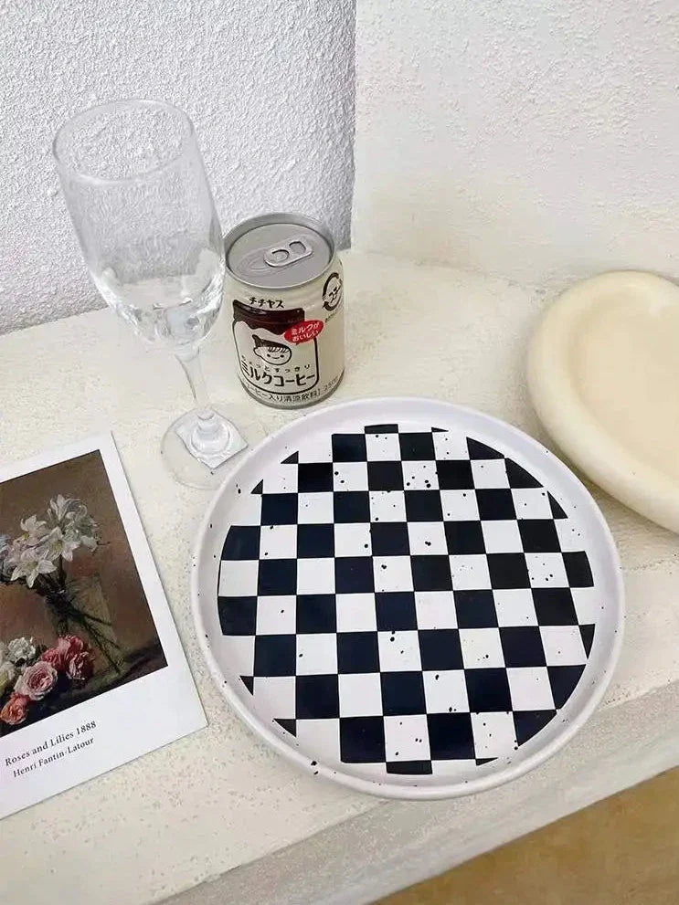 Ceramic Salad Plate – 8 Inch Plaid Dessert Dish