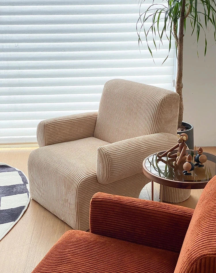 Corduroy Lounge Couch - Solid Wood Danish Sofa