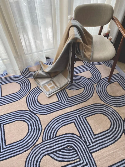 French Style Area Rug - Elegant Chain Pattern Floor Covering
