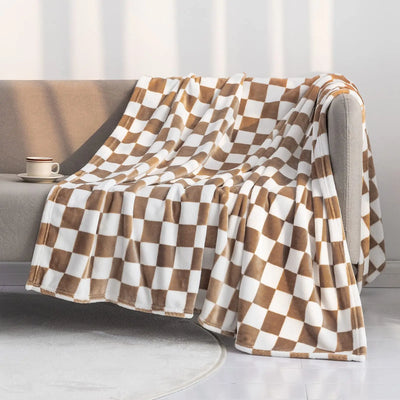 Plaid Throw Blanket | Soft Cotton Polyester Checkerboard