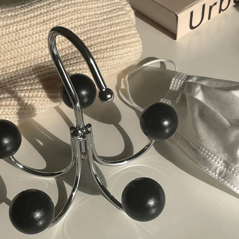 Wooden Ball Hooks Rotating 5 Color Hanger