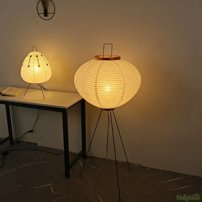 Japanese Floor Lantern – Rice Paper Round Lamp