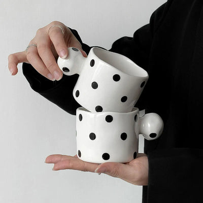 Dalmatian Ceramic Mug | Handmade Black Spotted Coffee Cup