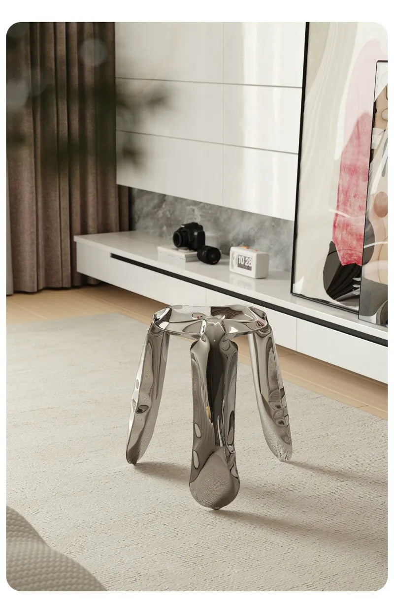 Stainless Steel Stool | Minimalist Metal Accent Seating