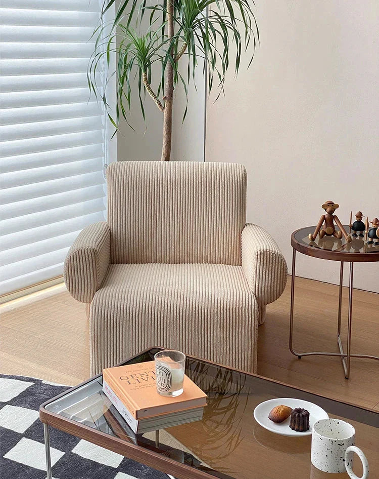 Corduroy Lounge Couch - Solid Wood Danish Sofa