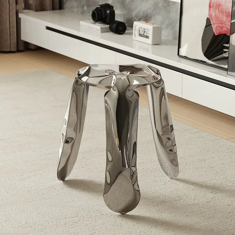 Stainless Steel Stool | Minimalist Metal Accent Seating