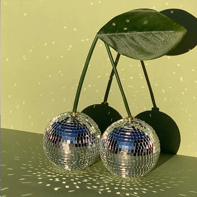 Disco Ball Ornament - 4 Inch Glass Cherry Sparkle