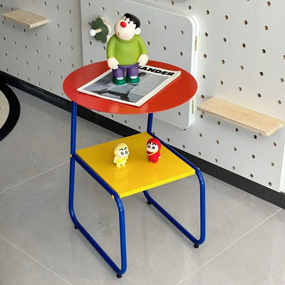 Midcentury Side Table - Metal Shelf Two Tier Compact Storage