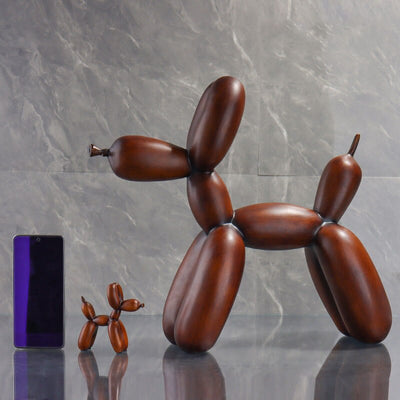 Dog Art Sculpture - Wood Grain Resin Figurine