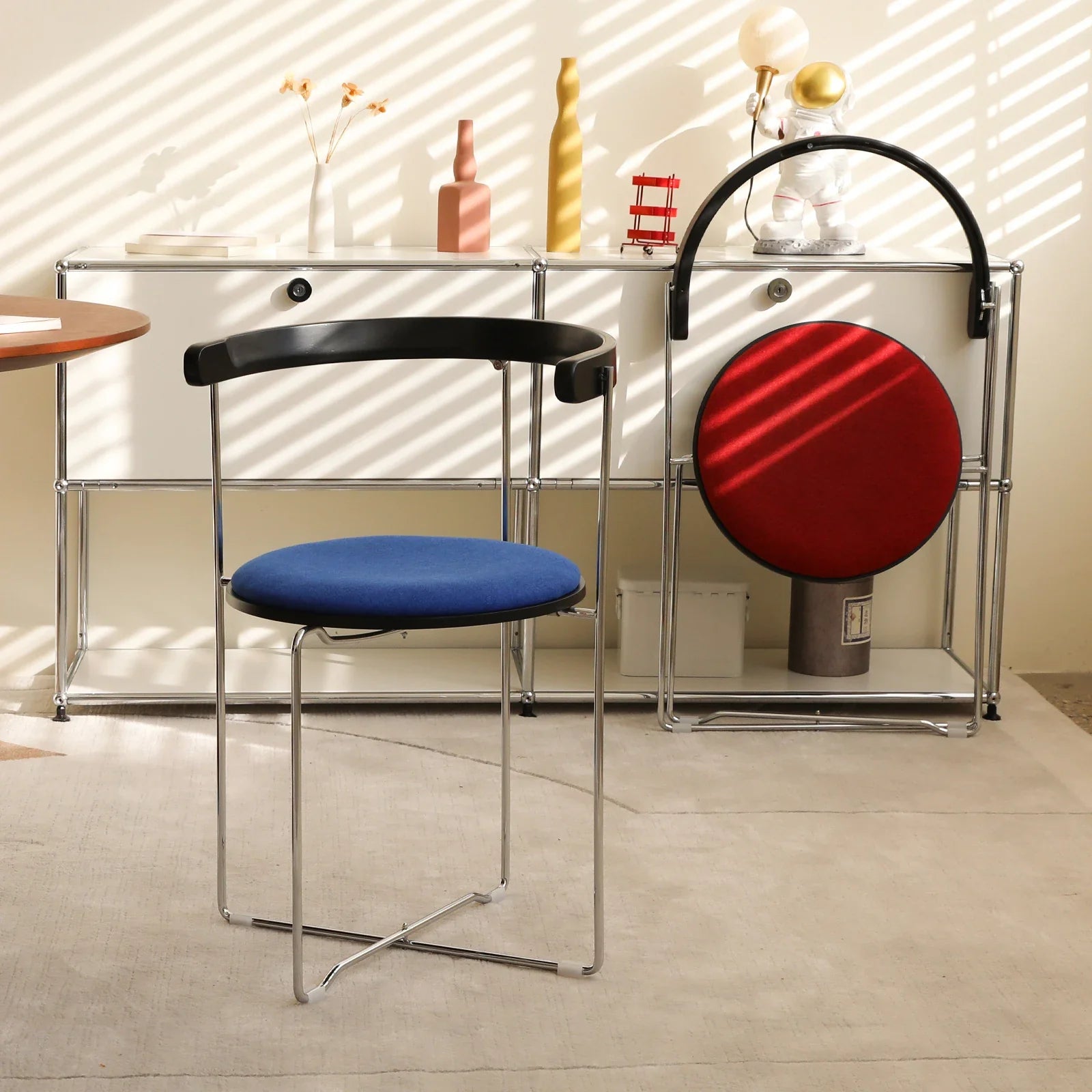 Foldable Chrome Chair - Modern Dining Seat
