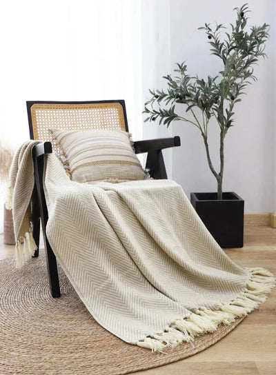 Jacquard Throw Blanket | Modern Striped Geometric Design