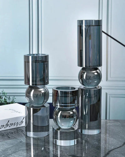 Crystal Candle Holders | Modern Stacked Geometry Design
