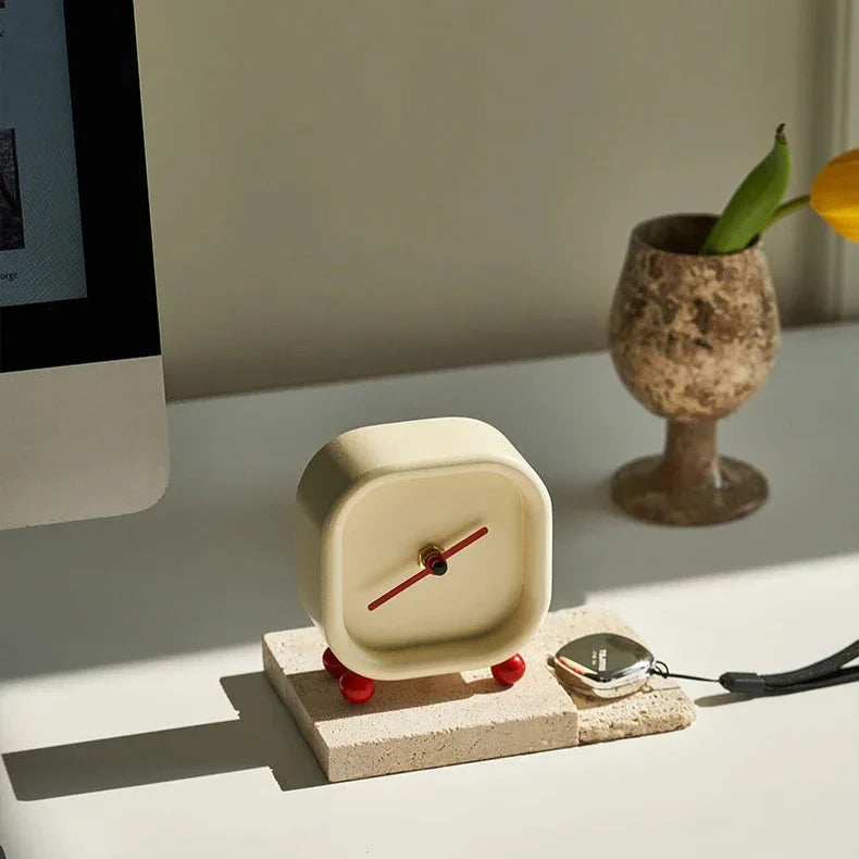 Red Ball Desk Clock - Minimalist Modern ABS