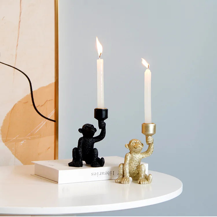 Monkey Candle Holder – Resin Decorative Decor