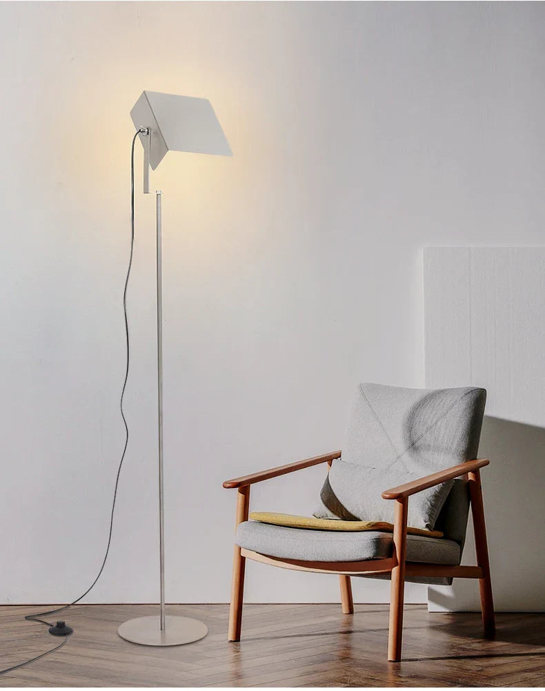 Industrial LED Floor Lamp - Stainless Steel Panel Luxury Lighting