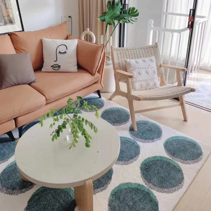 Minimalistic Area Rug - Dot Pattern Polyester Mat