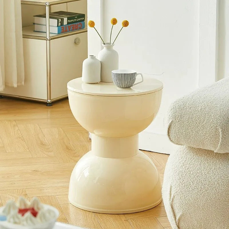 Nordic Hourglass Stool – Glossy ABS Side Table