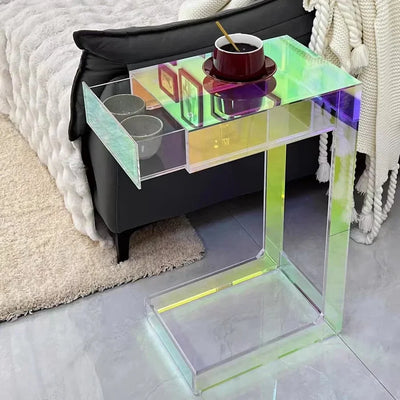 Acrylic Side Table - Nordic Iridescent Drawer
