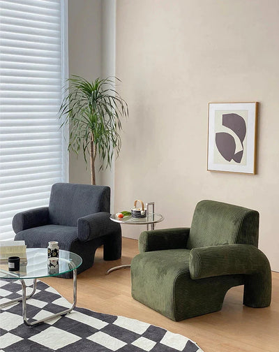 Corduroy Lounge Couch - Solid Wood Danish Sofa