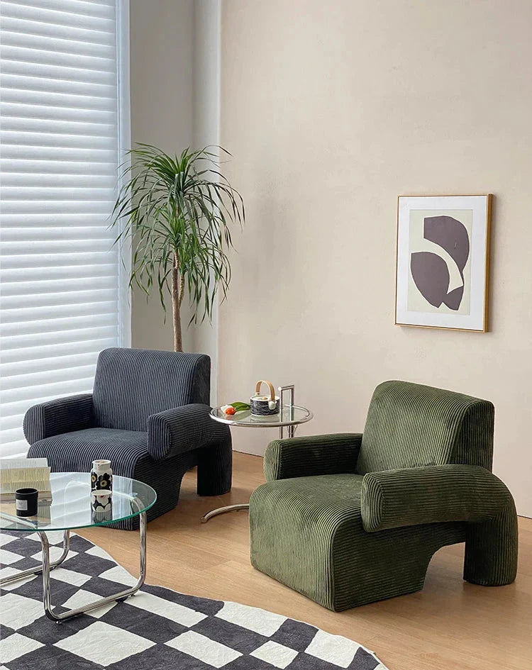 Corduroy Lounge Couch - Solid Wood Danish Sofa