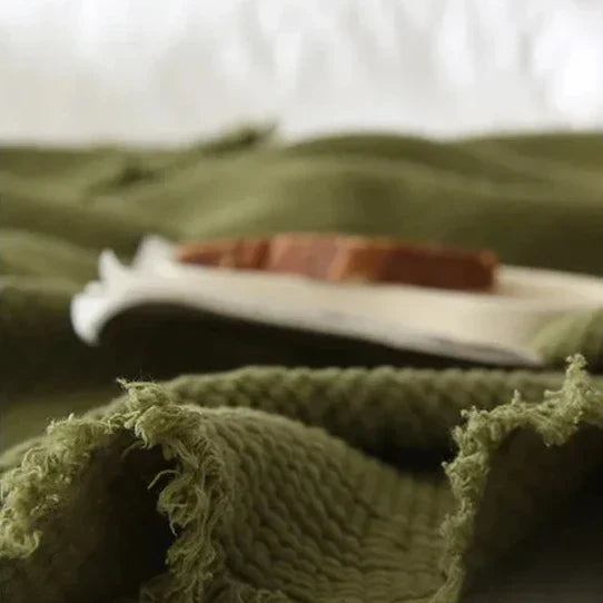 4-Layer Cotton Throw - Breathable Stylish Couch Blanket