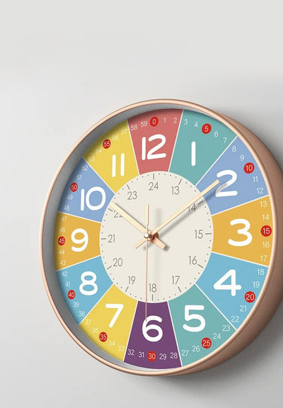 Kids Learning Wall Clock 8” – Silent Analog Teaching Time Clock