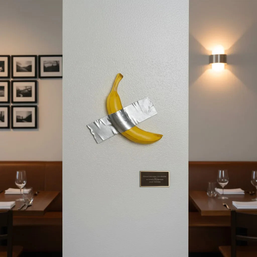 Duck Taped Banana - Playful Art Piece Sculpture