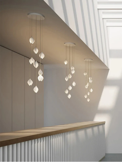 White Magnolia Chandelier | Elegant Ceramic Jade Fixture
