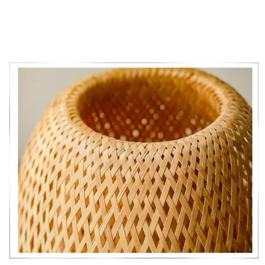 Vintage Wicker Table Lamp - Handcrafted Bamboo Lighting