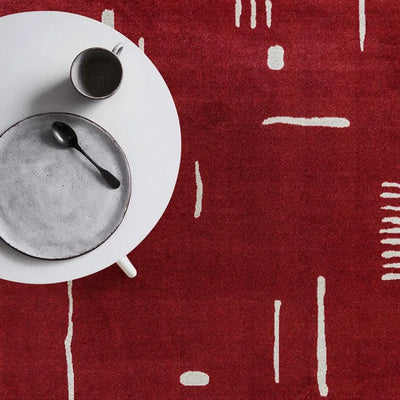 Retro Area Rug – Abstract Pattern Red Carpet