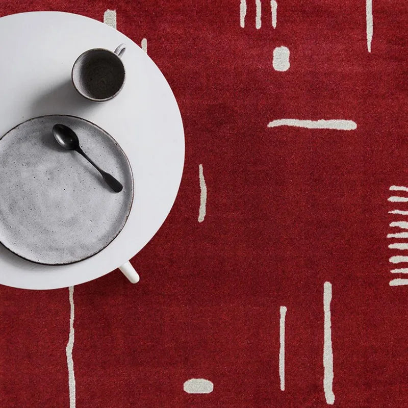 Retro Area Rug – Abstract Pattern Red Carpet