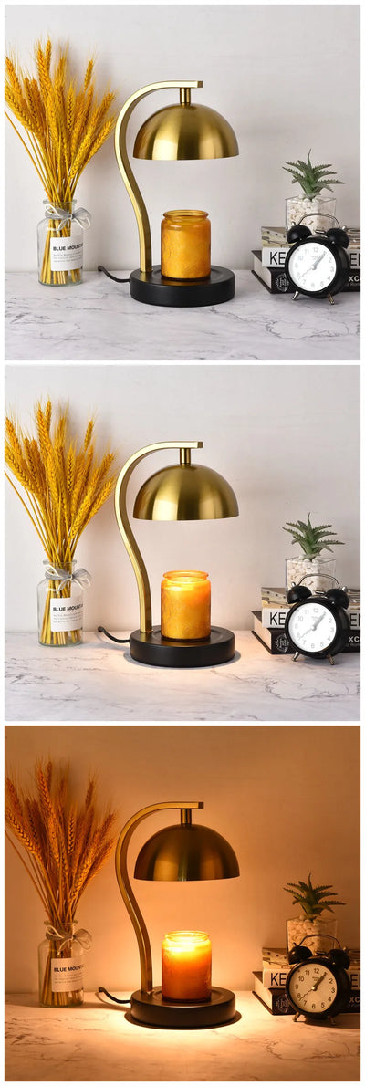 Golden Candle Warmer - Retro Curved Bar Stand Metal Lamp