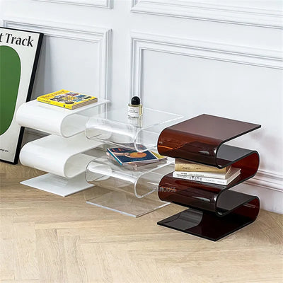 Acrylic Side Table – Modern Geometric Design