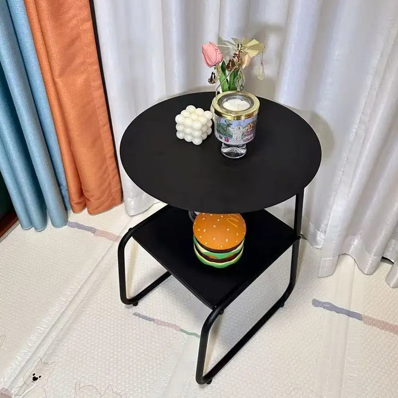 Midcentury Side Table - Metal Shelf Two Tier Compact Storage