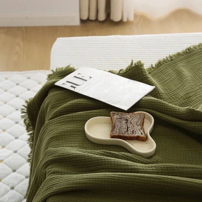 4-Layer Cotton Throw - Breathable Stylish Couch Blanket
