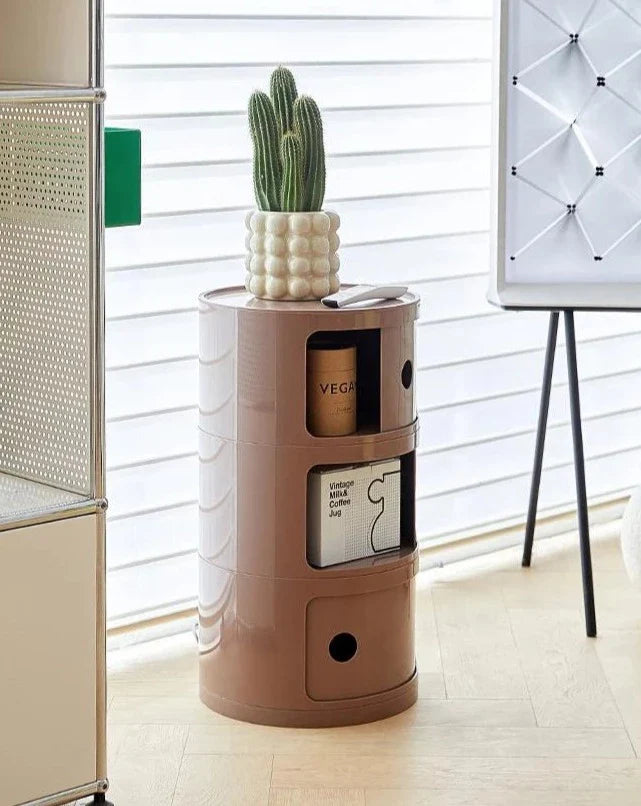 Barrel Storage Side Table - Colorful Chest Drawers Compact Storage