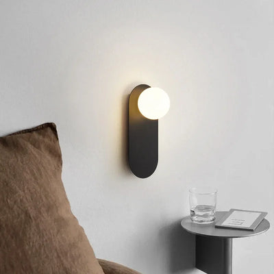 Glass Ball Wall Lamp - Modern Metal Plate Fixture
