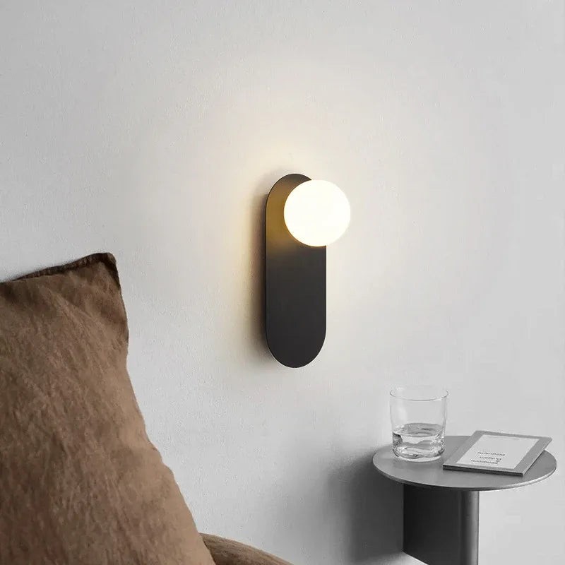 Glass Ball Wall Lamp - Modern Metal Plate Fixture