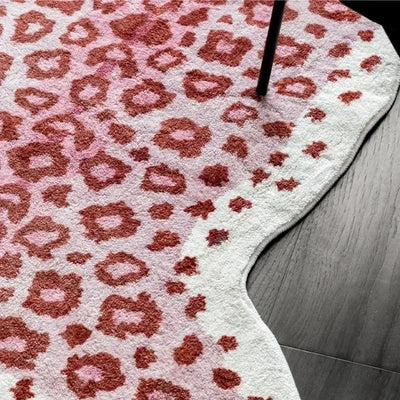 Leopard Hide Rug - Soft Floor Rug - Faux Animal Skin Mat back view highlighting silhouette and design