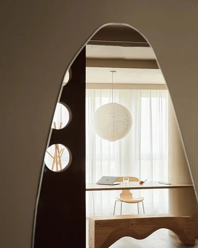 Rice Paper Pendant Lamp - Japanese Ceiling Light Fixture With Adjustable Wire