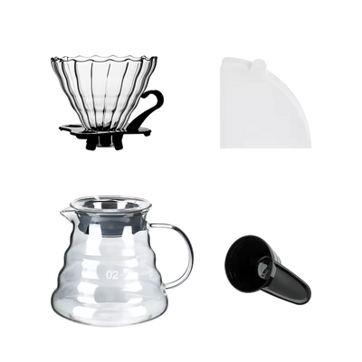 Pour Over Coffee Dripper Set with 600ml Glass Server