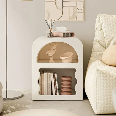 Nordic Cabinet Nightstand - Wooden Side Table With Irregular Shelf Design