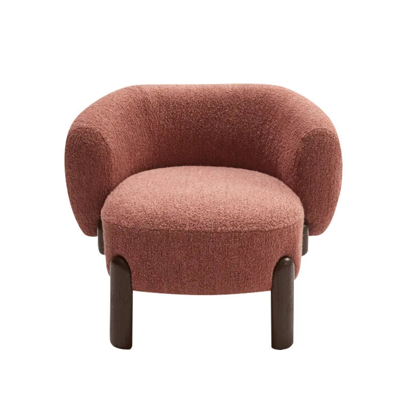Nordic Lounge Chair - Solid Wood Fabric Sofa