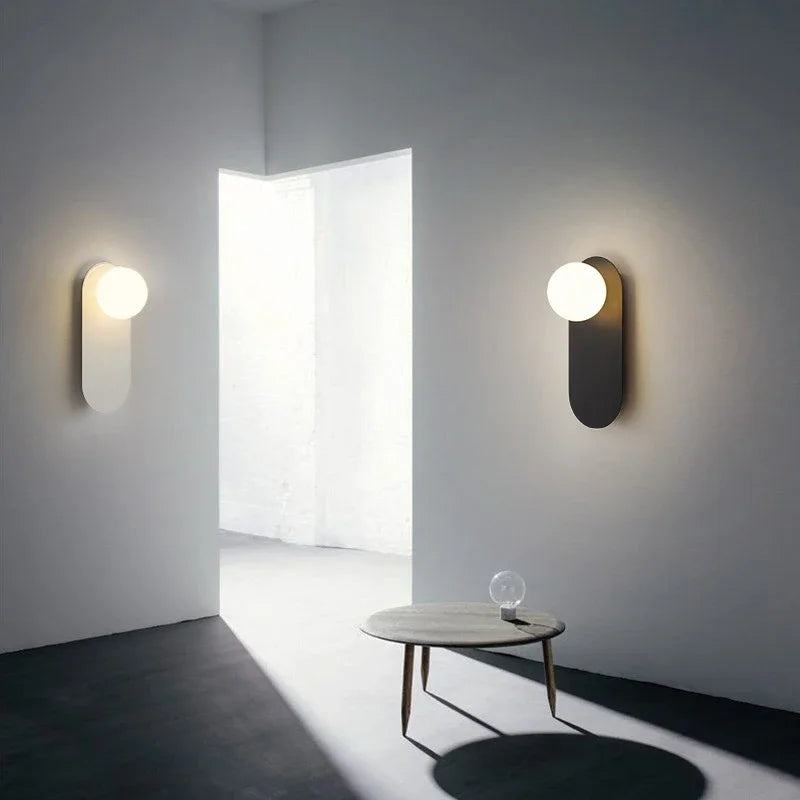 Glass Ball Wall Lamp - Modern Metal Plate Fixture